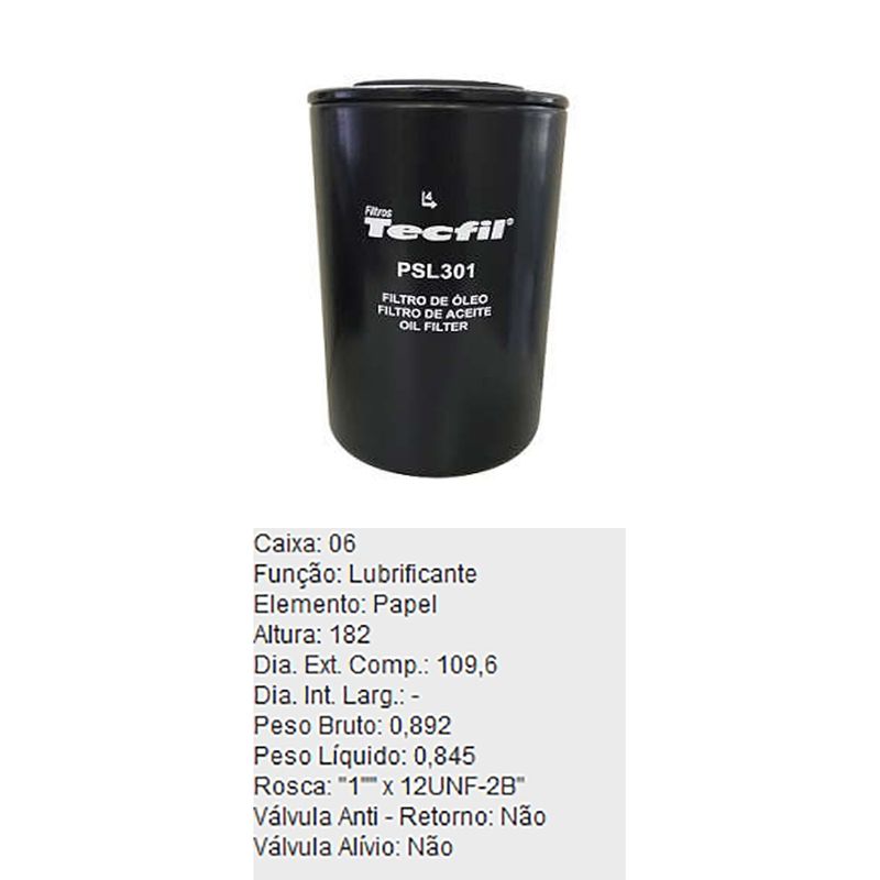 Filtro-De-Oleo-Tecfil-Psl301-Mercedes-Benz-1017O-1218-1414-DPS-45714-01