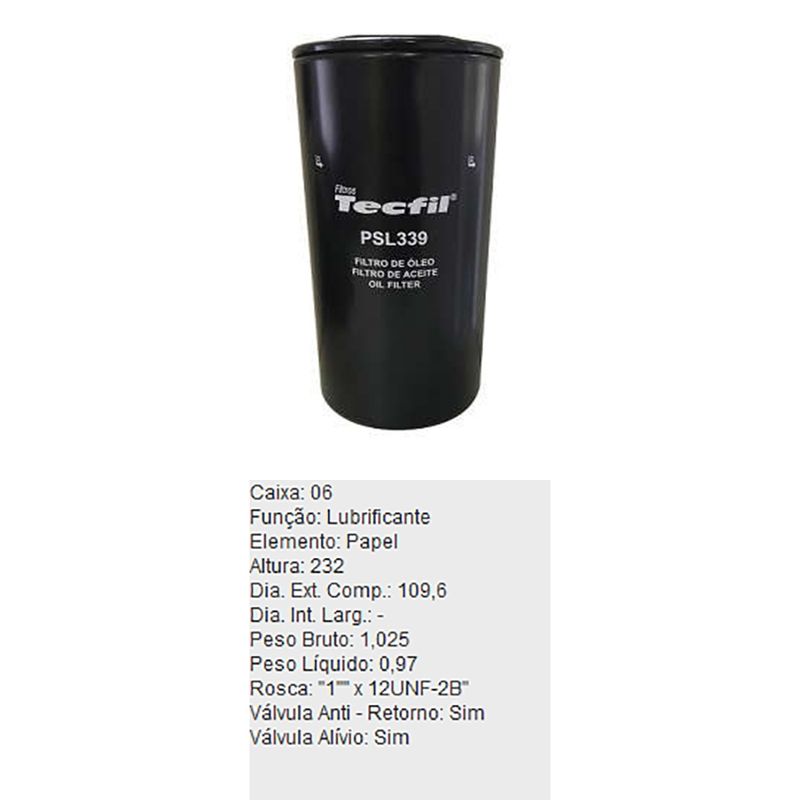 Filtro-De-Oleo-Tecfil-Psl339-Agrale-4130-130-Fiat-120-Allis-DPS-45715-01