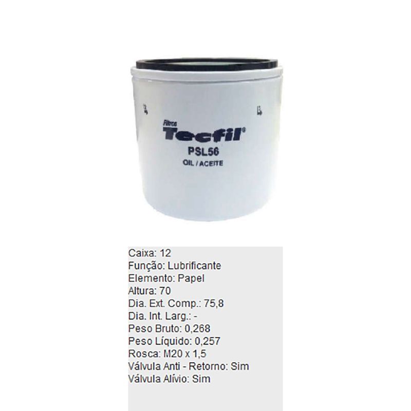 Filtro-De-Oleo-Tecfil-Psl56-Fiat-Argo-Uno-DPS-7518692-01