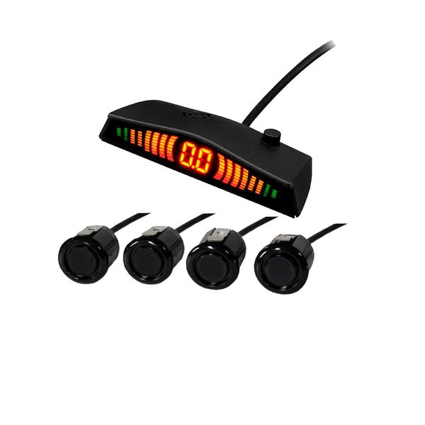 Sensor De Estacionamento Kx3 4 Sensores Pretos Emborrachados Display Led Sinal Sonoro
