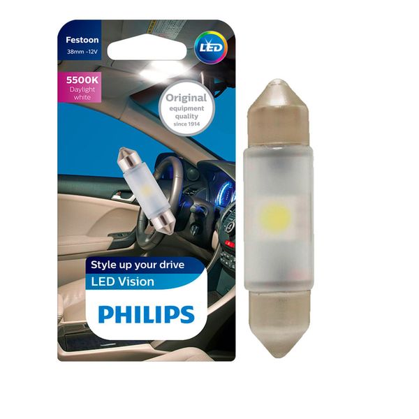 Lampada Torpedo Philips Festoon Led Vision 38Mm 5500K 12V Unitario