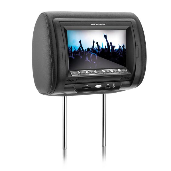 Encosto De Cabeça Multilaser Au303 Cinza 7 Polegadas Leitor Dvd Usb Sd