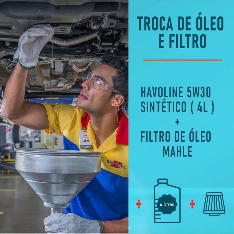 Kit-Troca-De-Oleo-Fiat-Uno-4-Litros-Oleo-5W30-Havoline-Filtro-De-Oleo-Mahle-Oc600-Servico-De-Troca
