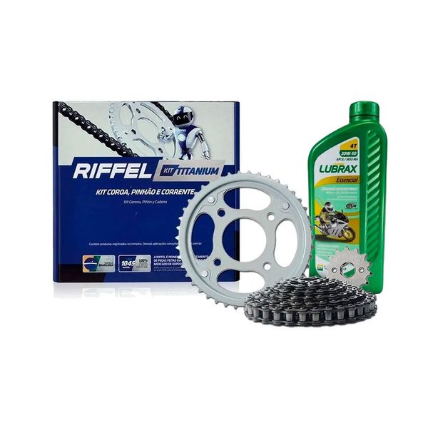 Kit Relação + 15 Litros Óleo Lubrax 20W50 Honda NXR 160 Bros Riffel 91175